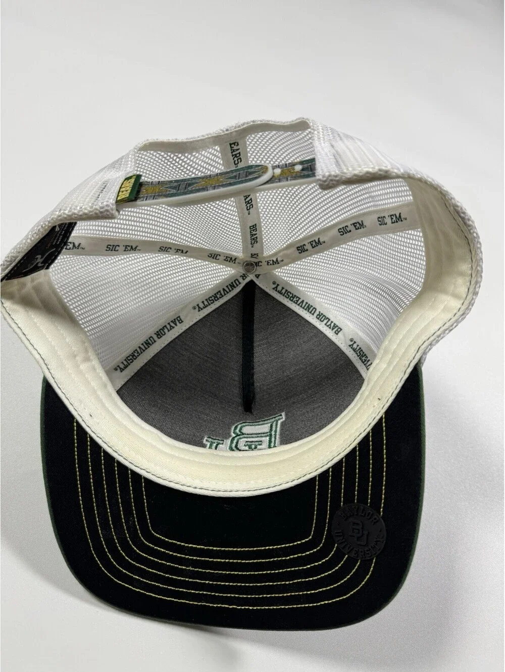 Hooey Baylor Bears BU Trucker Snapback Hat Green White Geometric OSFA